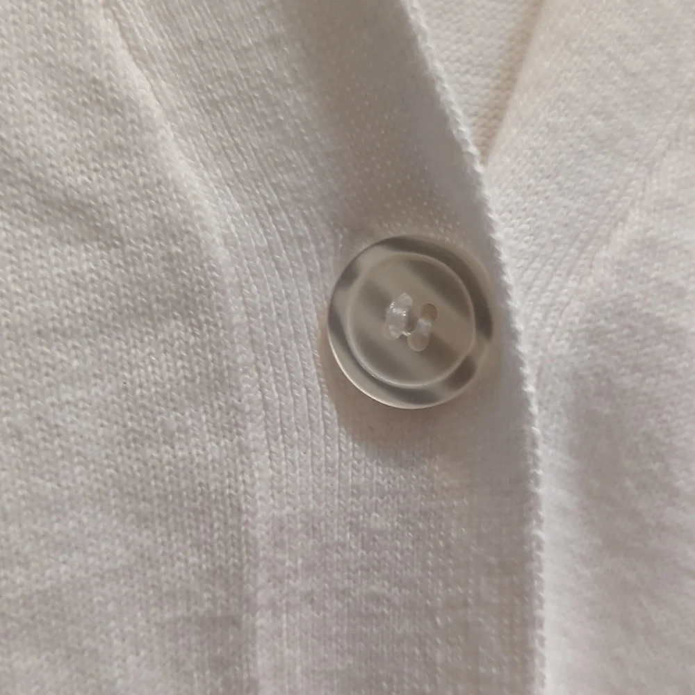 B*Design Women's White 3/4 Sleeve Cardigan Size XL 100% Cotton - Picture 2 of 7